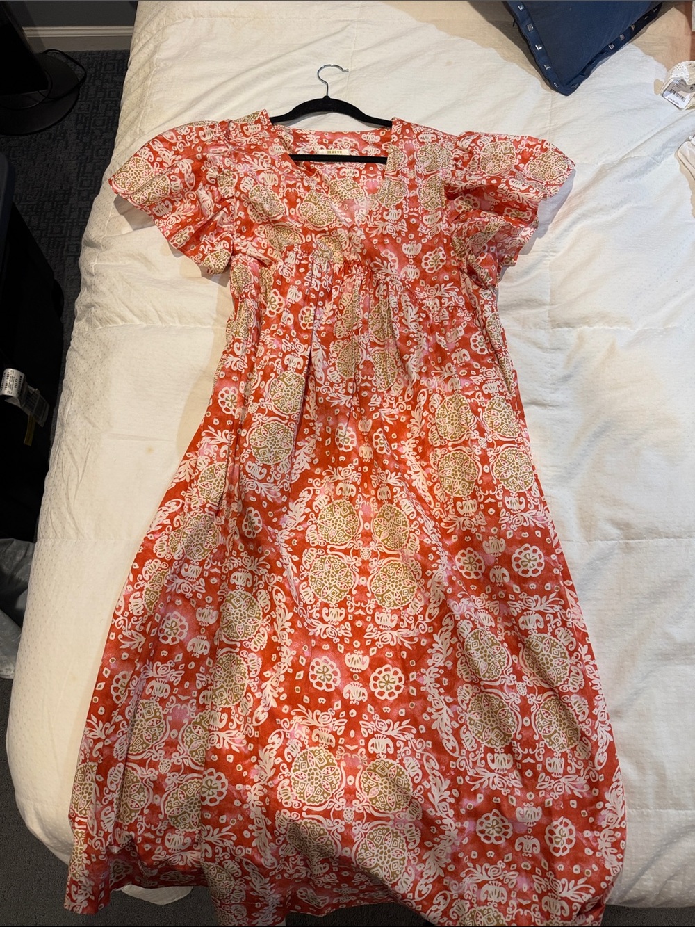 Maeve Coral Printed Cotton Dress
